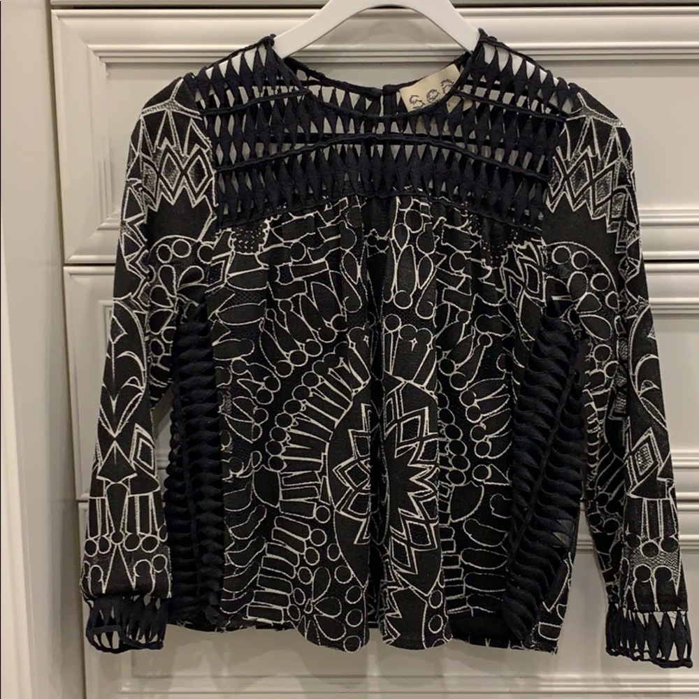 Sea New York Black and Charcoal Grey Top